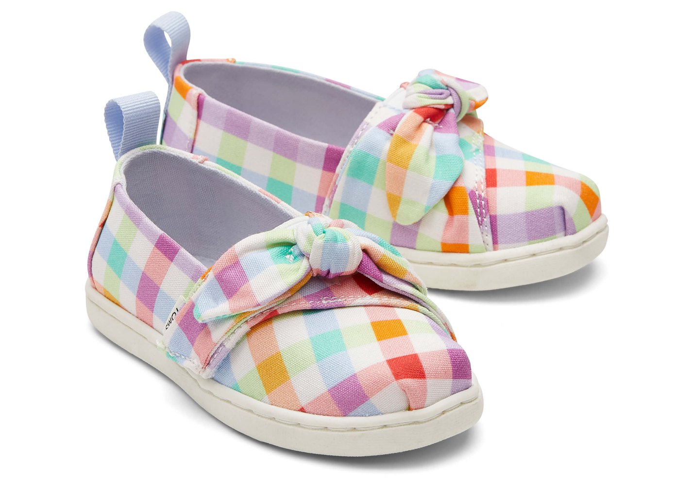 Toms Espadryle Dziecięce Kolorowe - Alpargata Tiny Plaid Bow - 18ZFPYRBC